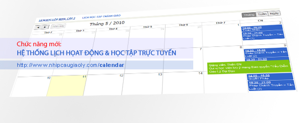 Hệ thống Lịch trực tuyến - http://www.nhipcaugiaoly.com/calendar